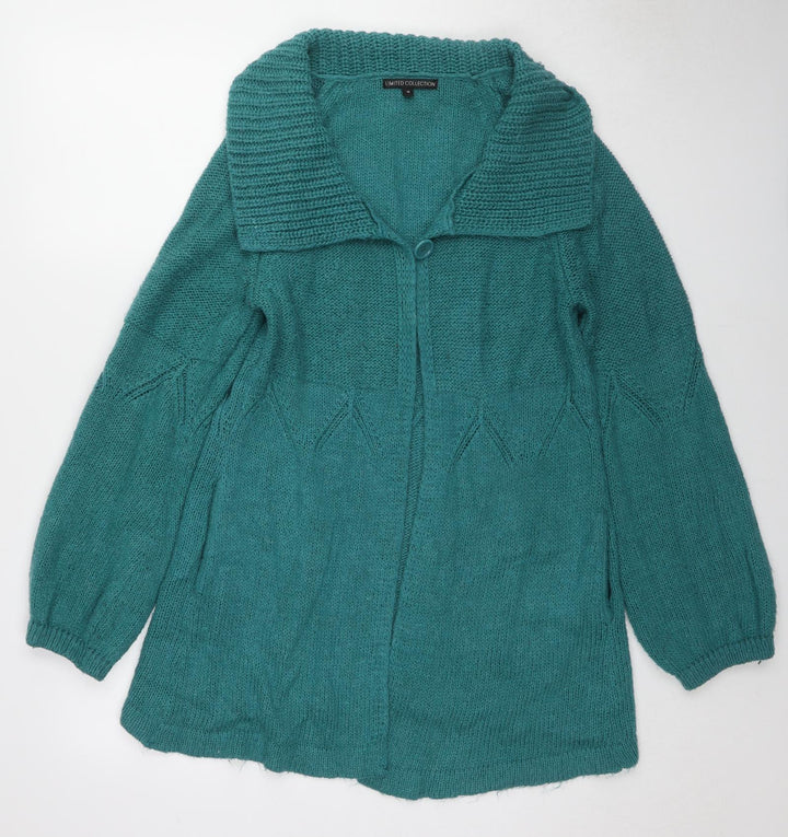 Marks and Spencer Womens Blue Collared Acrylic Cardigan Jumper Size 12