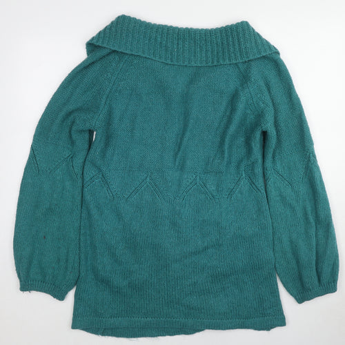 Marks and Spencer Womens Blue Collared Acrylic Cardigan Jumper Size 12