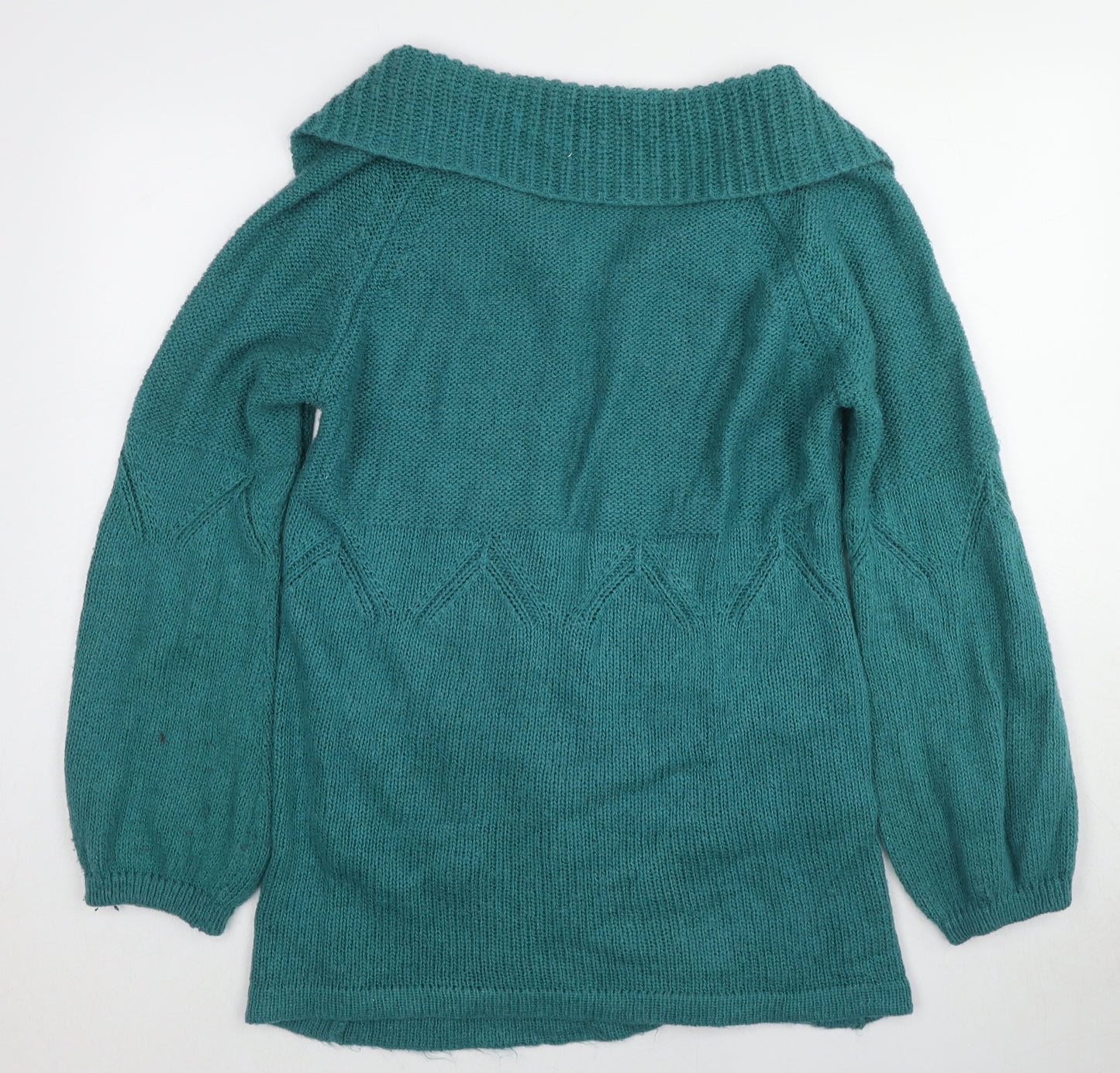 Marks and Spencer Womens Blue Collared Acrylic Cardigan Jumper Size 12