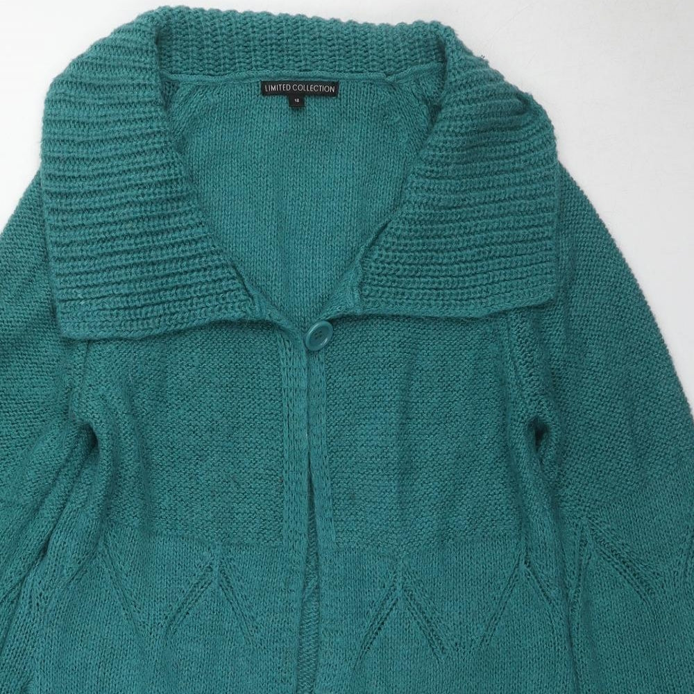 Marks and Spencer Womens Blue Collared Acrylic Cardigan Jumper Size 12