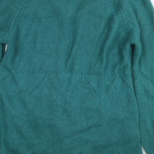 Marks and Spencer Womens Blue Collared Acrylic Cardigan Jumper Size 12