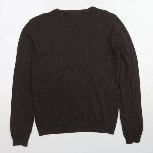 H&M Womens Brown Round Neck Viscose Pullover Jumper Size S