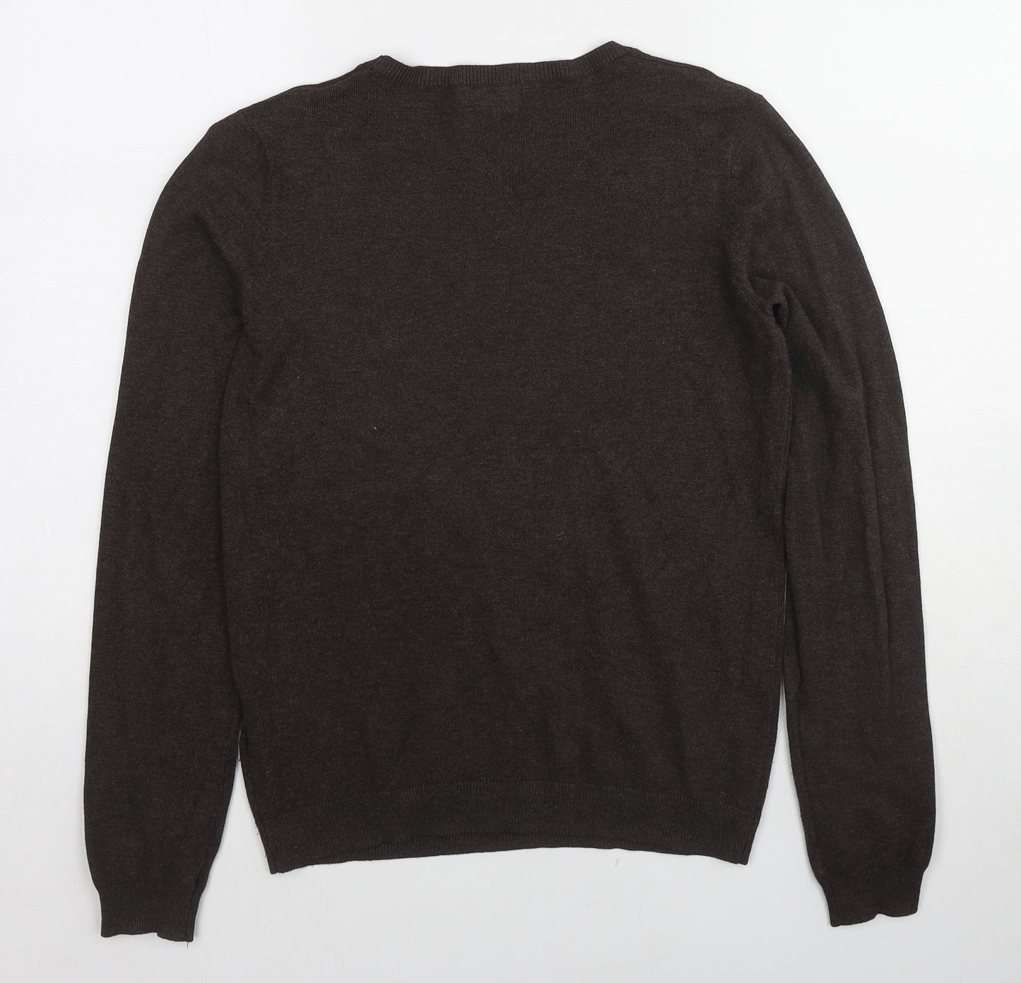 H&M Womens Brown Round Neck Viscose Pullover Jumper Size S