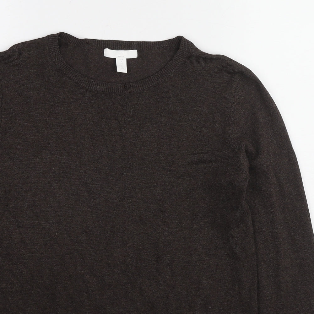 H&M Womens Brown Round Neck Viscose Pullover Jumper Size S