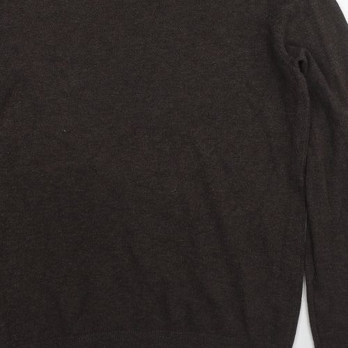 H&M Womens Brown Round Neck Viscose Pullover Jumper Size S