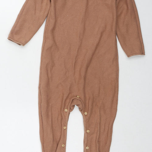 H&M Boys Brown Cotton Babygrow One-Piece Size 24 Months Button