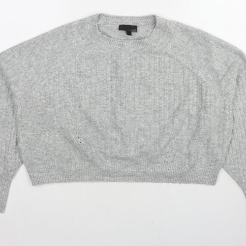 Topshop Womens Grey Round Neck Acrylic Pullover Jumper Size 12