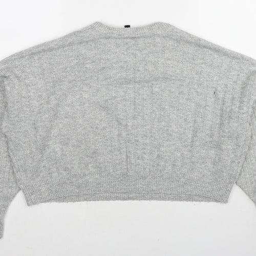 Topshop Womens Grey Round Neck Acrylic Pullover Jumper Size 12
