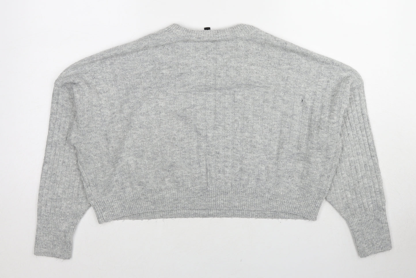 Topshop Womens Grey Round Neck Acrylic Pullover Jumper Size 12