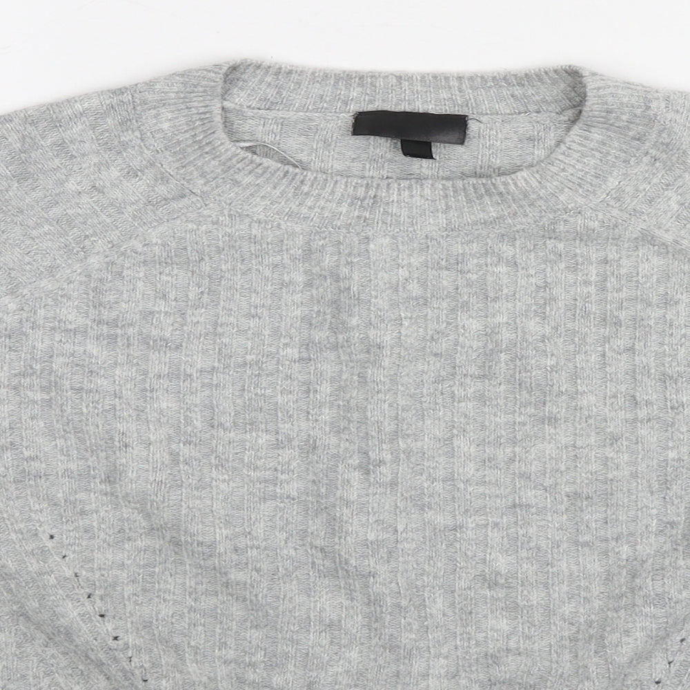 Topshop Womens Grey Round Neck Acrylic Pullover Jumper Size 12