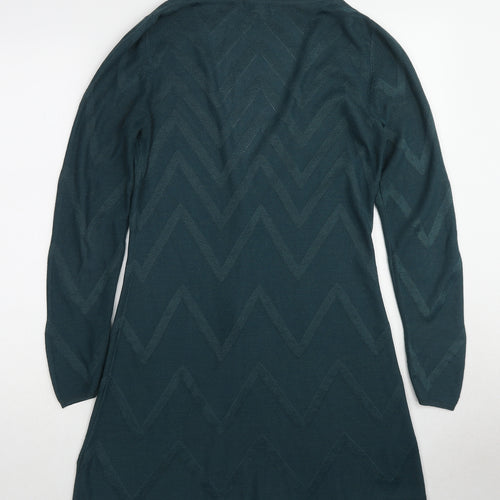 Monsoon Womens Green V-Neck Herringbone Acrylic Cardigan Jumper Size M