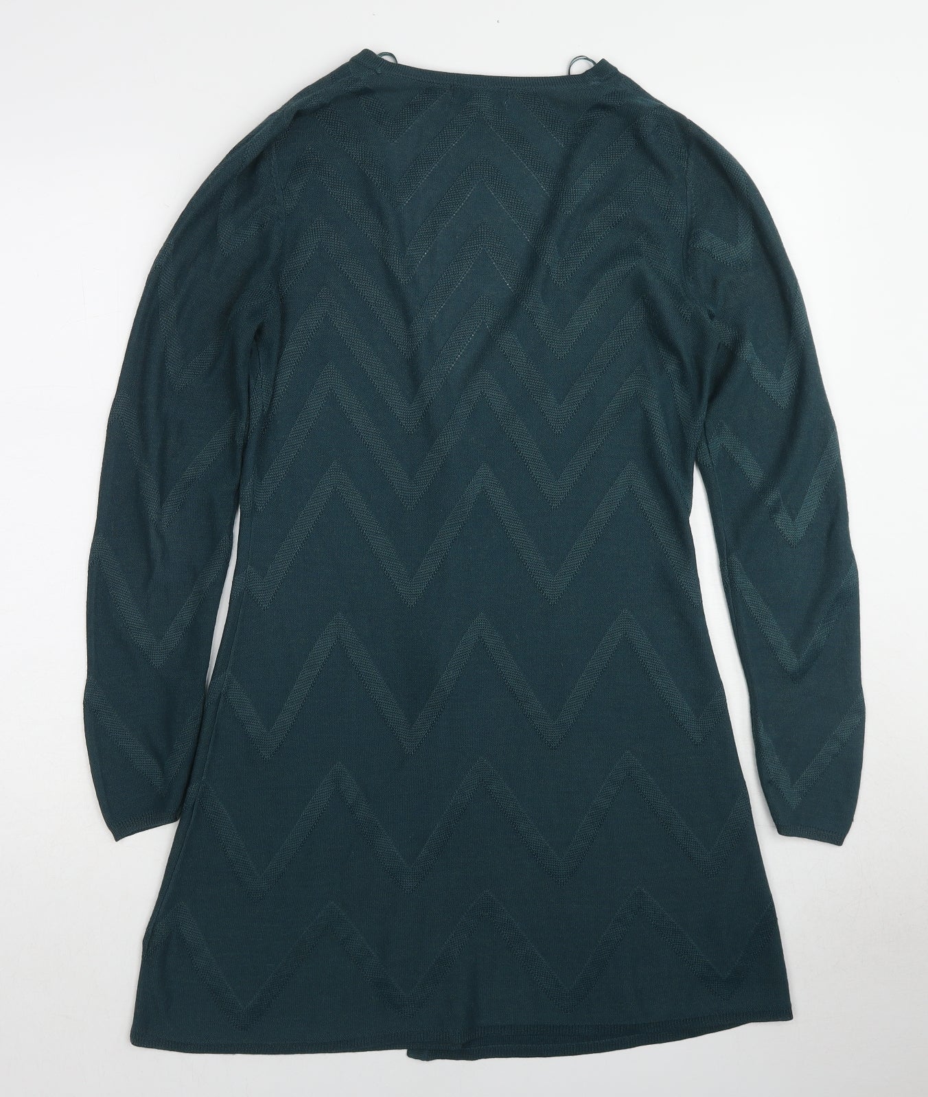 Monsoon Womens Green V-Neck Herringbone Acrylic Cardigan Jumper Size M