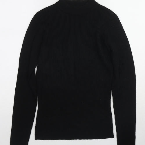 Brave Soul Womens Black Mock Neck Acrylic Pullover Jumper Size L