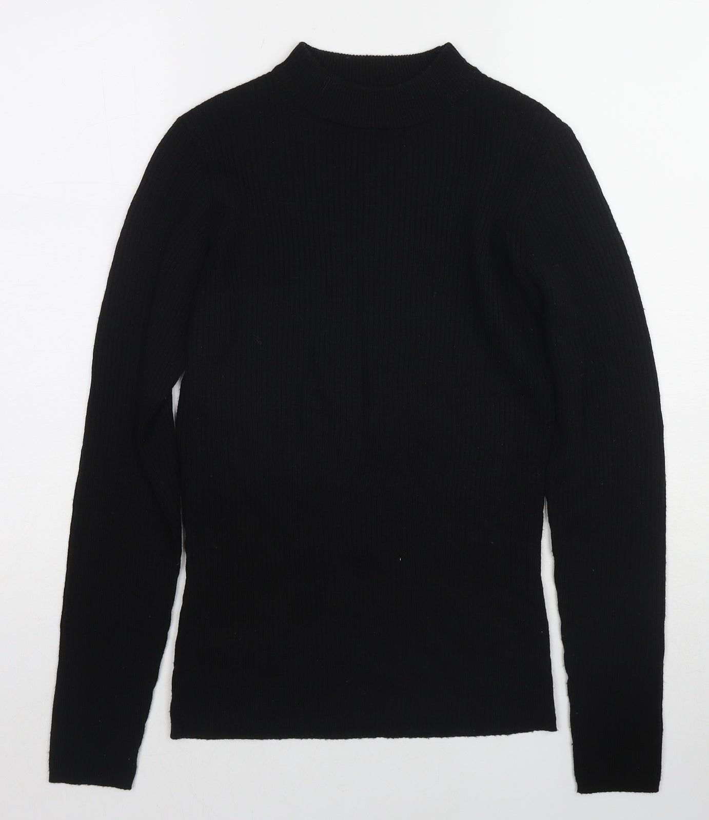 Brave Soul Womens Black Mock Neck Acrylic Pullover Jumper Size L