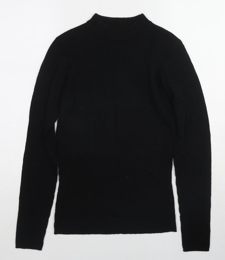 Brave Soul Womens Black Mock Neck Acrylic Pullover Jumper Size L