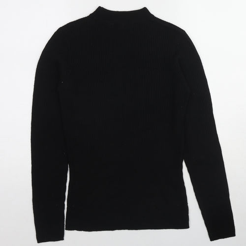 Brave Soul Womens Black Mock Neck Acrylic Pullover Jumper Size L