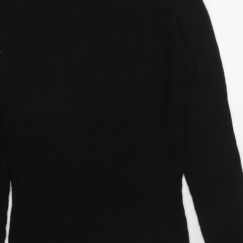 Brave Soul Womens Black Mock Neck Acrylic Pullover Jumper Size L