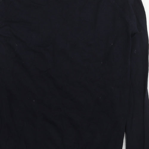 Zara Womens Blue V-Neck Cotton Pullover Jumper Size L