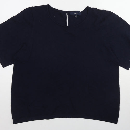 Marks and Spencer Womens Blue Nylon Basic T-Shirt Size 18 Boat Neck - Textured