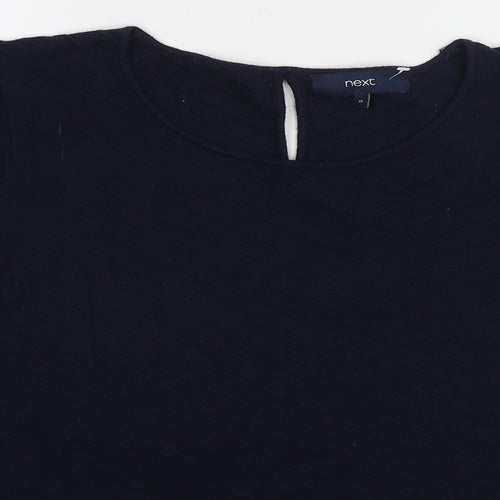 Marks and Spencer Womens Blue Nylon Basic T-Shirt Size 18 Boat Neck - Textured