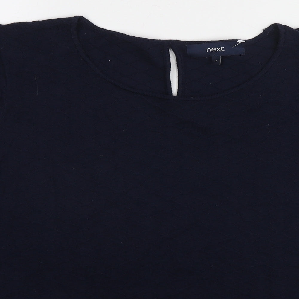 Marks and Spencer Womens Blue Nylon Basic T-Shirt Size 18 Boat Neck - Textured