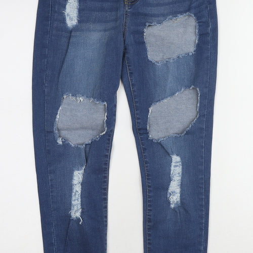 I SAW IT FIRST Womens Blue Cotton Skinny Jeans Size 6 L26 in Regular Zip