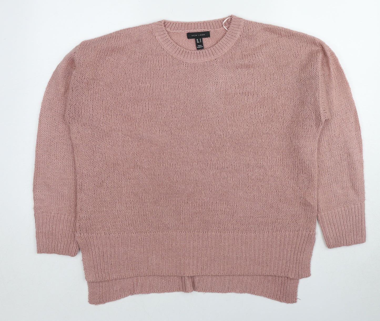 New Look Womens Pink Round Neck Acrylic Pullover Jumper Size M