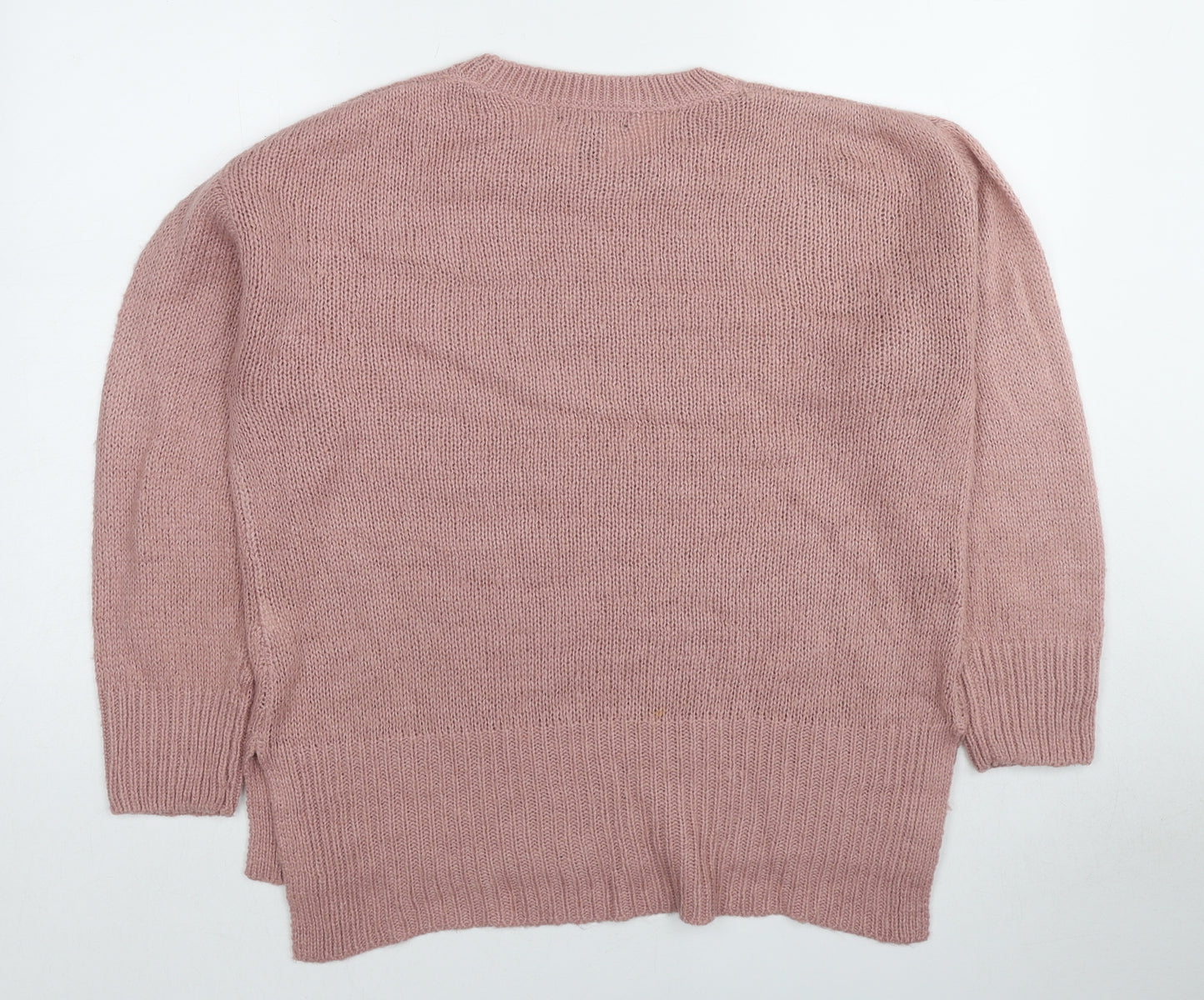 New Look Womens Pink Round Neck Acrylic Pullover Jumper Size M