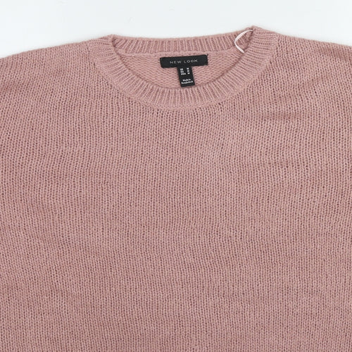 New Look Womens Pink Round Neck Acrylic Pullover Jumper Size M