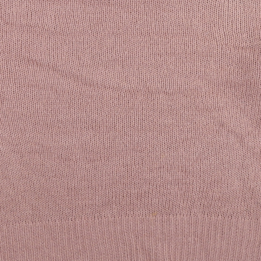 New Look Womens Pink Round Neck Acrylic Pullover Jumper Size M