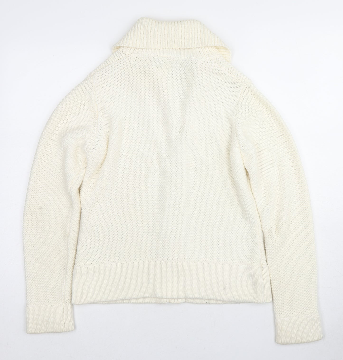 BHS Womens Ivory Collared Cotton Cardigan Jumper Size 12