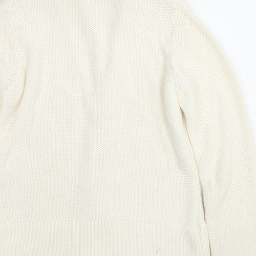 BHS Womens Ivory Collared Cotton Cardigan Jumper Size 12