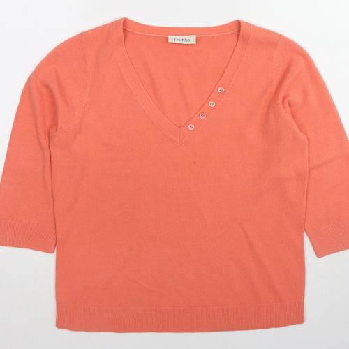 BHS Womens Pink V-Neck Acrylic Pullover Jumper Size 14