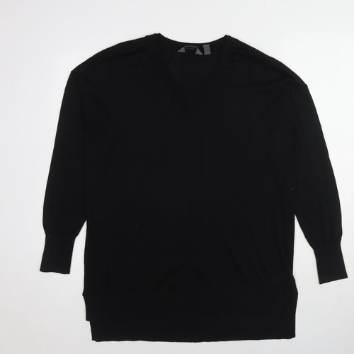 Claire Langford Womens Black Round Neck Acrylic Pullover Jumper Size L