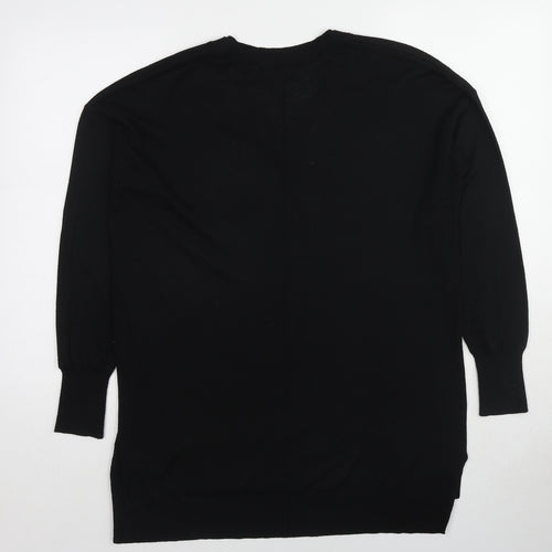 Claire Langford Womens Black Round Neck Acrylic Pullover Jumper Size L