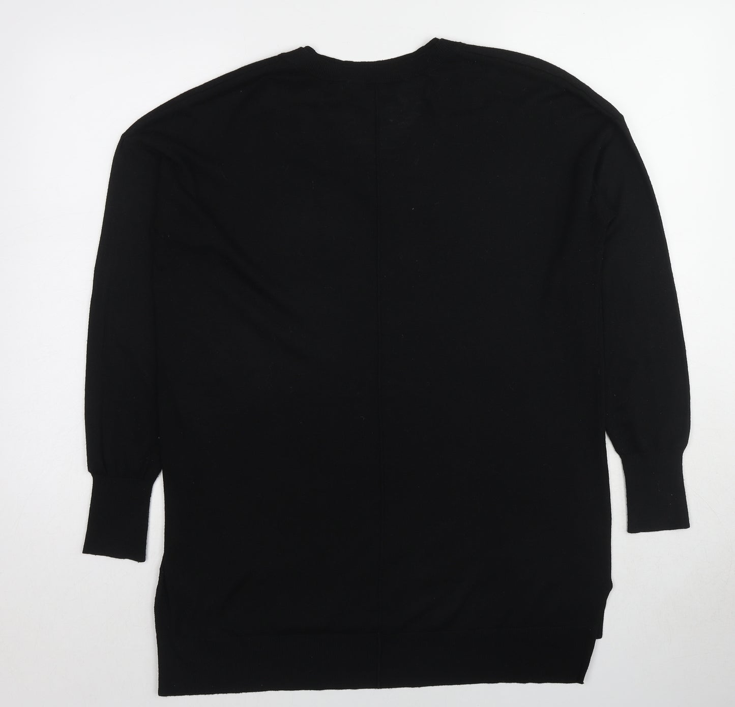 Claire Langford Womens Black Round Neck Acrylic Pullover Jumper Size L