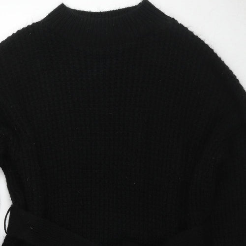 PRETTYLITTLETHING Womens Black Round Neck Acrylic Pullover Jumper Size L