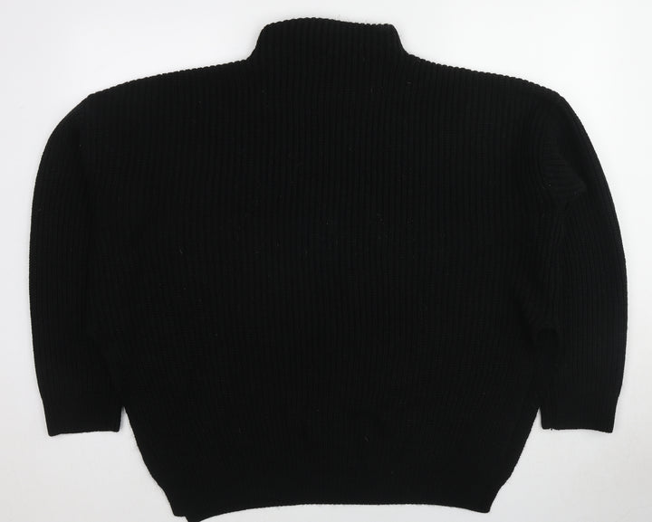 PRETTYLITTLETHING Womens Black Mock Neck Acrylic Pullover Jumper Size XL