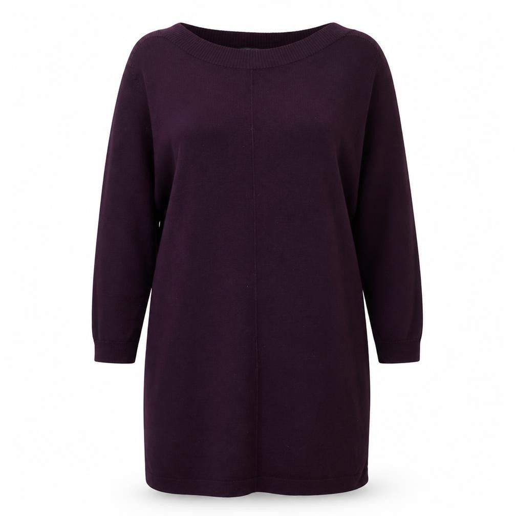 Claire Langford Womens Purple Round Neck Cotton Pullover Jumper Size XL