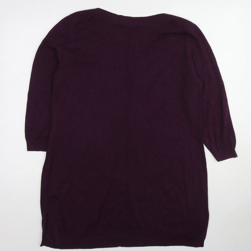 Claire Langford Womens Purple Round Neck Cotton Pullover Jumper Size XL