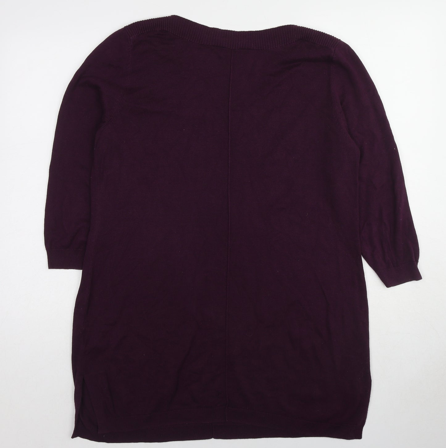 Claire Langford Womens Purple Round Neck Cotton Pullover Jumper Size XL