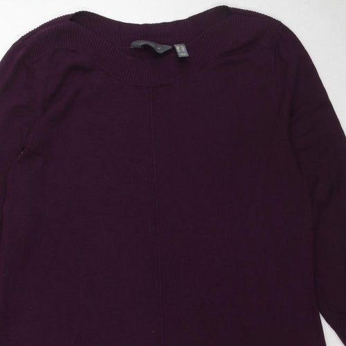 Claire Langford Womens Purple Round Neck Cotton Pullover Jumper Size XL