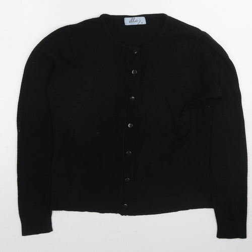 Ella J. Womens Black Round Neck Polyester Cardigan Jumper Size S