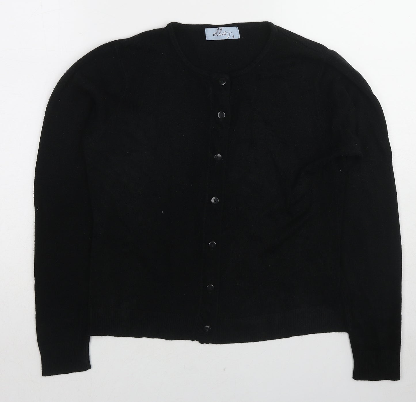 Ella J. Womens Black Round Neck Polyester Cardigan Jumper Size S