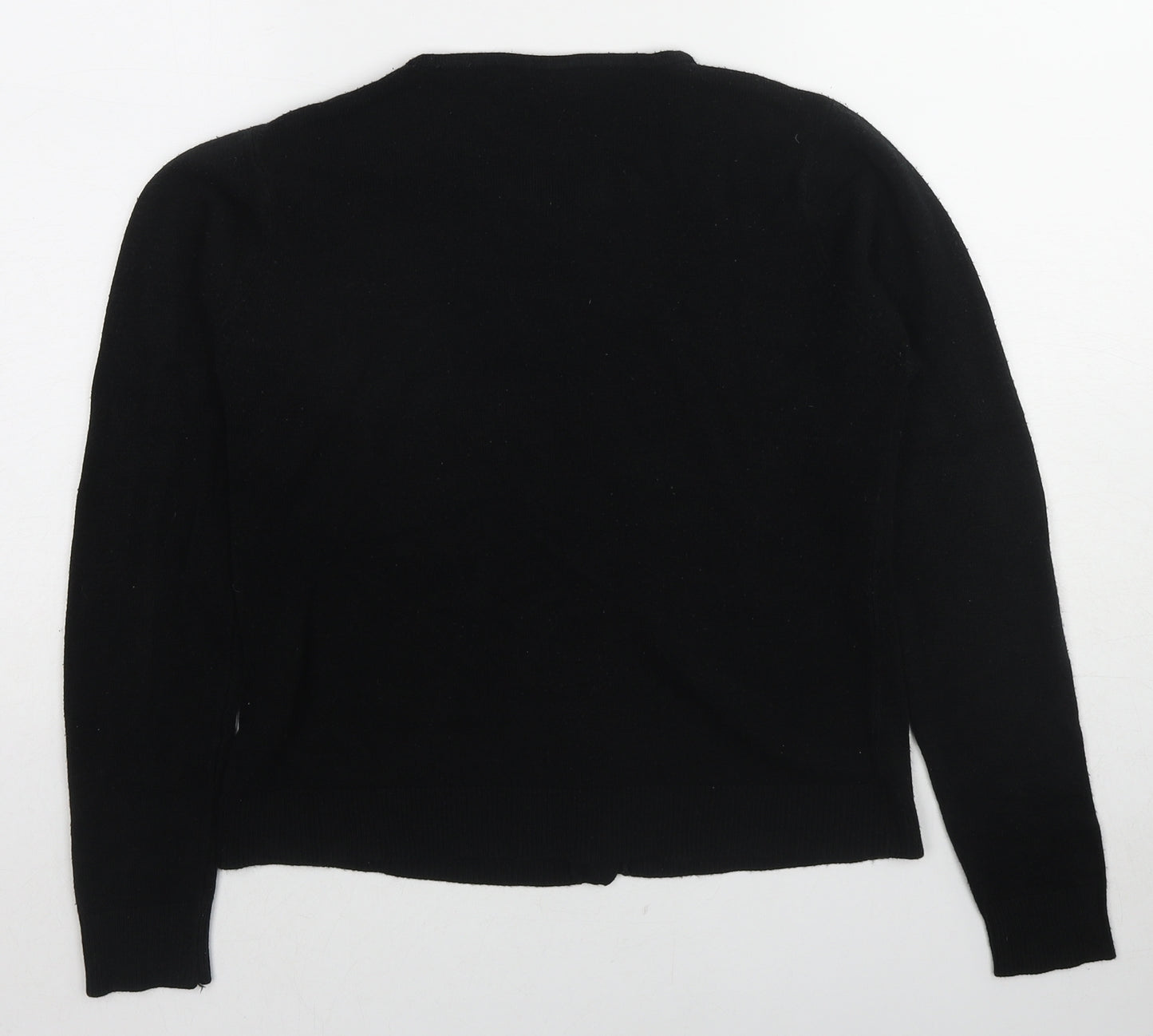 Ella J. Womens Black Round Neck Polyester Cardigan Jumper Size S