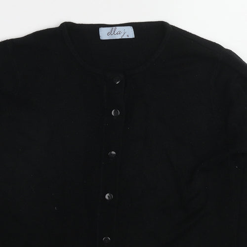 Ella J. Womens Black Round Neck Polyester Cardigan Jumper Size S
