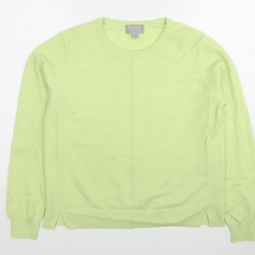 Pure Womens Green Round Neck Cashmere Pullover Jumper Size 12