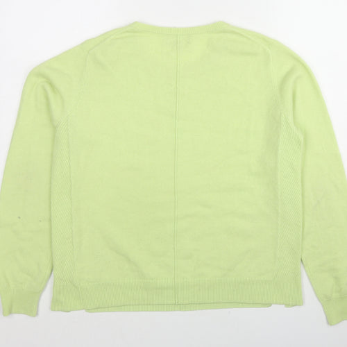 Pure Womens Green Round Neck Cashmere Pullover Jumper Size 12