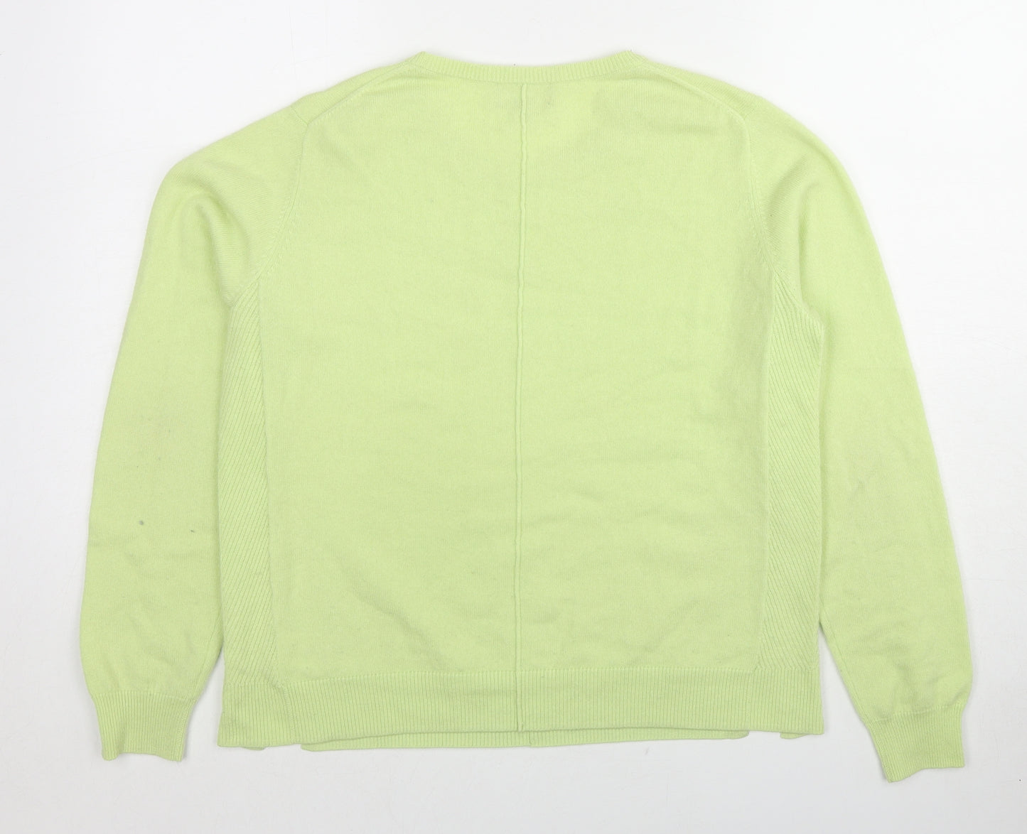 Pure Womens Green Round Neck Cashmere Pullover Jumper Size 12