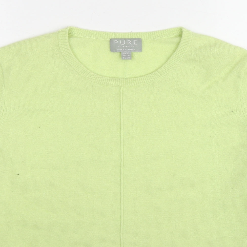 Pure Womens Green Round Neck Cashmere Pullover Jumper Size 12